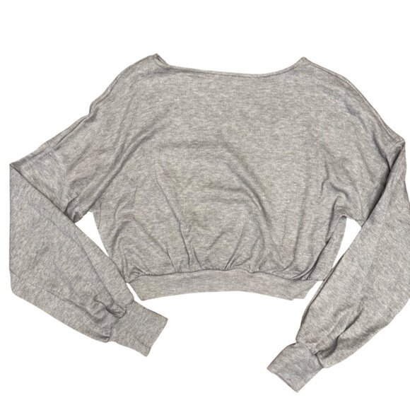 Dawna Womens Gray Lounge Set Long Sleeve Cropped Top High-Waisted Pants - Picture 5 of 13